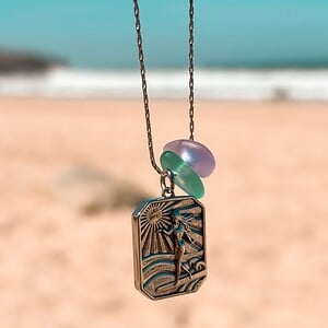 Zeeglas Surfgirl Ketting Zilver