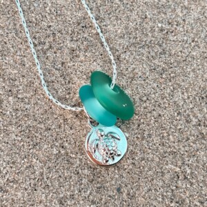 Zeeglas Zeester & Schildpad Ketting Zilver