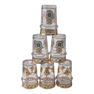 6 premium Oosterse Marokkaanse theeglazen goud Set of 2 Moroccan Tea Glasses – Hand-Painted Oriental Glass, Decorative & Functional