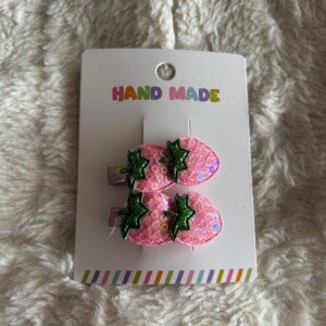 Alligator clips met aardbei (licht roze)