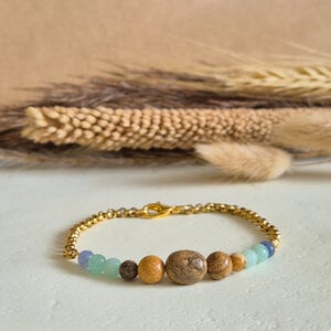 Armband half goud half edelsteen | Delphinium