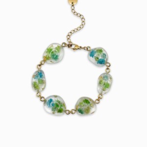 Armband met Steenvormige Hangers Gevuld met Echt Gipskruid uit Luxemburg (Forgotten Gardens)