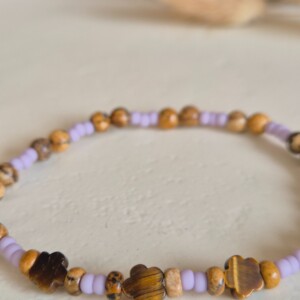 Armband met tijgeroog bloemetjes en miyuki kralen | Lavendula
