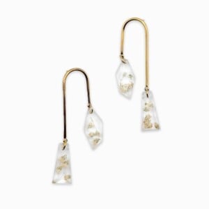 Asymmetrische Boog Oorbellen Met Hangers Gevuld met Echt Gipskruid (The Classics)