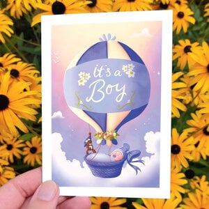 Baby kaart luchtballon jongen A6 ansichkaart