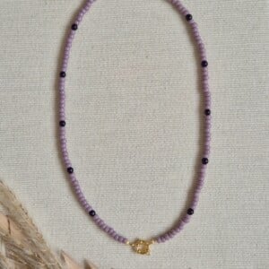 Basic ketting amethist en miyuki kralen met boeisluiting voor bedels