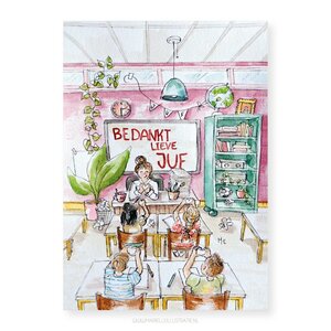 Bedankt lieve juf!, wenskaart 10x15cm