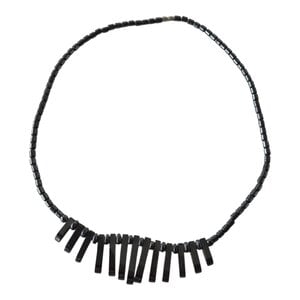 Black Hematite Necklace – Vintage Beaded Gemstone Necklace – Minimalist Jewelry.