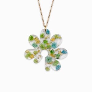 Bloemvormige Statement Ketting met Echte Bloemen uit Luxemburg (Forgotten Gardens)