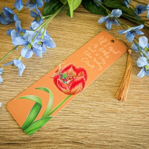 Boekenlegger All I need is a cosy tulip reading corner 50x180mm kwastje