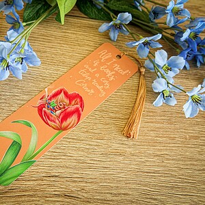 Boekenlegger All I need is a cosy tulip reading corner 50x180mm kwastje