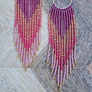 Festival Fringeoorbellen met Gouden Ring | Paars & Sunset Tinten