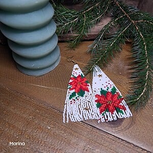 Fringeoorbellen met Poinsettia – Feestelijke Kerst Edition