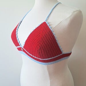 Gehaakt topje | Rood en lichtblauw