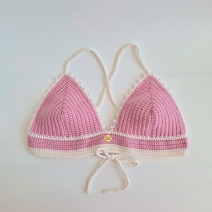 Gehaakt topje | Roze en crème