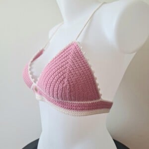Gehaakt topje | Roze en crème