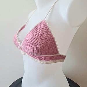 Gehaakt topje | Roze en crème