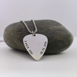 Gepersonaliseerde gitaarplectrum ketting | I Pick You | Met datum