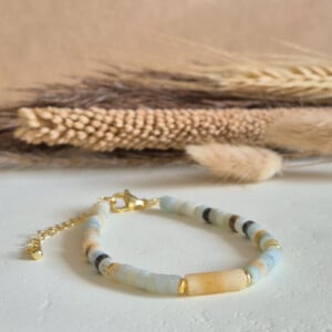 Gouden armband platte kralen | Spring