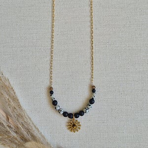 Gouden ketting half schakelketting half edelstenen | Lava
