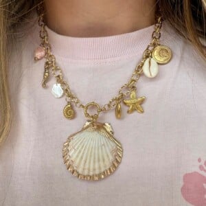 Gouden Stainless Steel Bedelketting met Schelpen & Zeester | Handgemaakt Zomers Sieraad