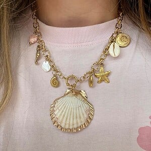 Gouden Stainless Steel Bedelketting met Schelpen & Zeester | Handgemaakt Zomers Sieraad