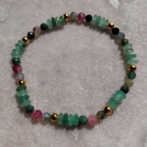 Green Luck: armband met groene aventurijn en groen/paarse toermalijn