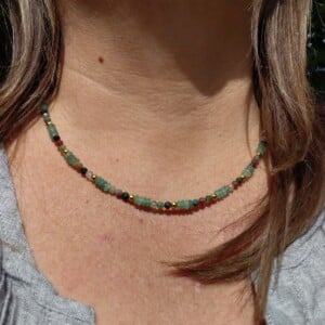 Green Luck: ketting met groene aventurijn en groen/paarse toermalijn