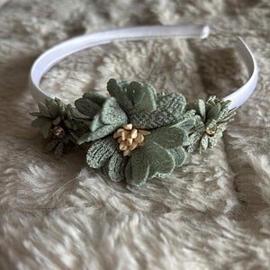 Haarband met bloemen mint