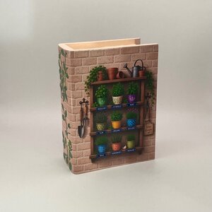 Handgedecoreerd houten kistje in boekvorm ‘Keukenkruiden’