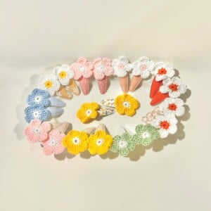 🌸 Handgemaakte Gehaakte Bloemenclips 🌸