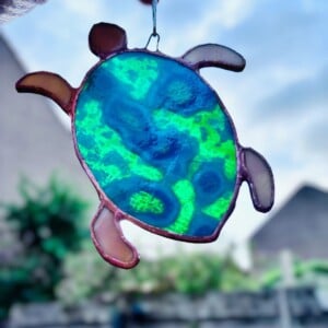 Handgemaakte glas-in-lood schildpad | raamhanger | Tiffany-stijl