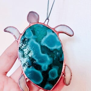 Handgemaakte glas-in-lood schildpad | raamhanger | Tiffany-stijl