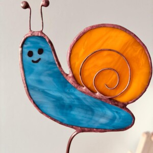 Handgemaakte Tiffany glas-in-lood slak 🐌 | oranje - grijs