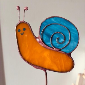 Handgemaakte Tiffany glas-in-lood slak 🐌 | oranje - grijs