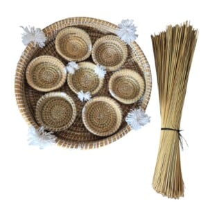 Handmade Berber Rattan Seagrass Bowl Set of 7, Moroccan Boho Baskets, Serving Trays, Woven Storage Basket, Unique Home Decor Gift