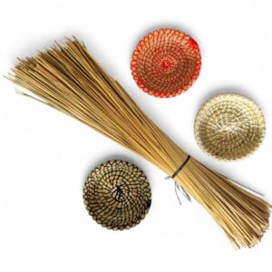Handmade Berber Tuareg Basket Set of 4, Reed & Wool Moroccan Boho Decor, Authentic Berber Basket, Woven Storage Basket, Unique Home