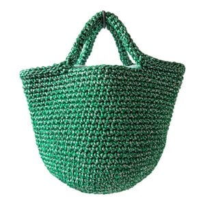 Handmade Metallic Crochet Hanging Basket-Silver Glitter Rope Storage-Wall Decor.