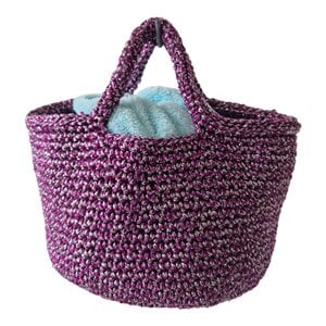 Handmade Metallic Crochet Hanging Basket-Silver Glitter Rope Storage-Wall Decor.
