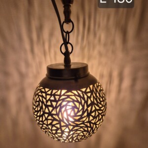 Handmade Moroccan Brass Pendant Light, Lotus Leaf Design, Art Deco Vintage Gold Patina, E27 Bulb & Cable, Unique Boho Home Decor Gift
