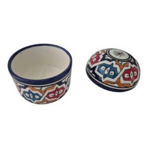 Handmade Moroccan Ceramic Sugar Pot – Hand-Painted Earthenware Herb Pot – Decorative Glazed Pot for Kitchen & Pantry