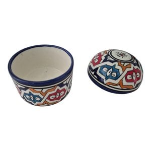 Handmade Moroccan Ceramic Sugar Pot – Hand-Painted Earthenware Herb Pot – Decorative Glazed Pot for Kitchen & Pantry