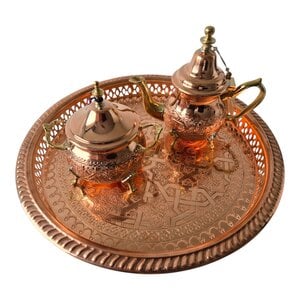 Handmade Moroccan Copper Teapot Baldi Dama - Traditional Engraved Berrad Arabic Tea Kettle, Artisan, from Morocco,  Decor Gift.
