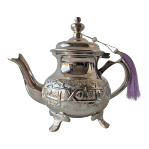 Handmade Moroccan Silver Tea Pot | Engraved Brass Oriental Tea Container | Vintage Moroccan Decor | Unique Boho Kitchen Gift for Her