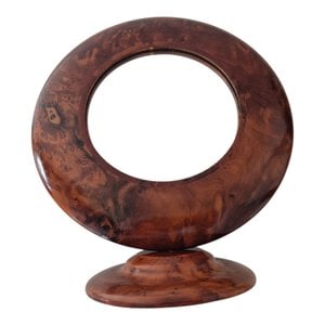 Handmade Moroccan Thuya Burl Wood Round Vanity Mirror with Stand, Aromatic Wood Mirror, Unique Boho Home Decor, Luxury Gift for Her