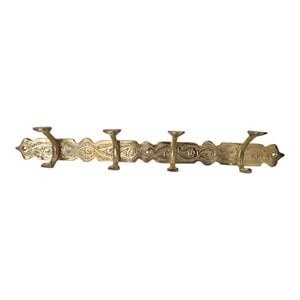 Handmade Unlacquered Brass Wall Hook Rack - Vintage Antique Style 4 Hooks.
