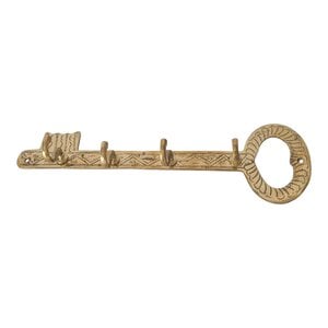Handmade Unlacquered Brass Wall Hook Rack - Vintage Antique Style 4 Hooks.