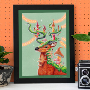 Hidden deer village kleine A4 poster, 21x29,7 cm(8.27 x 11.69 inches)