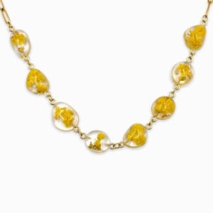 Ketting met Stenen Gevuld met Echte Bloemen uit Amsterdam (Limoncello Romance)