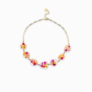 Ketting met Stenen Gevuld met Echte Bloemen uit Den Haag (Fleur de Soleil)